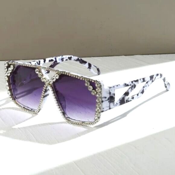Oversized luxury rhinestone sunglasses main image 6